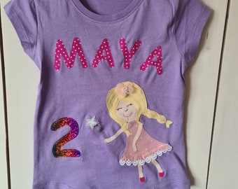 PRIPI *Camiseta de cumpleaños hada buena * con número * también nombre si lo desea *