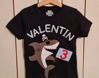 PRIPI*Camisa PIRATENHAI* bajo petición con nombre *Camiseta de cumpleaños*Pirata*Tiburón