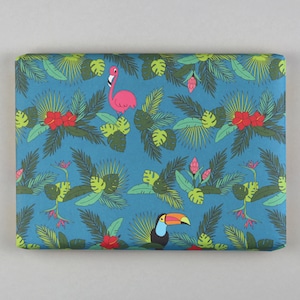 Geschenkpapier, Bogen, 50x70 cm, Dschungel, Flamingo, Tukan // Geschenkpapierbogen - Fiona
