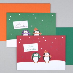 Weihnachtskarte, Frohe Weihnachten, Merry Christmas, Pinguin, Grußkarte mit Umschlag // Klappkarte Peter