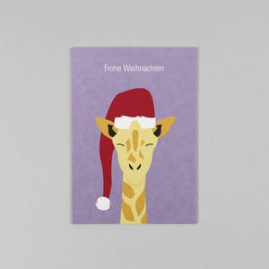 Postkarte, Holzschliffpappe, Weihnachten, Merry Christmas, Tiere, Weihnachtstiere // Postkarte Gitte Giraffe
