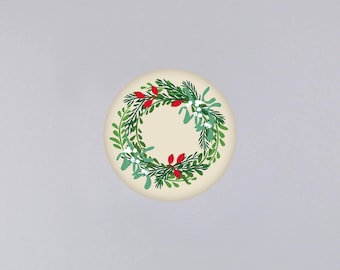Magnet, Weihnachten, Geschenk, Weihnachtskranz, Christmas wreath, rund, Button // Magnet Weihnachtskranz