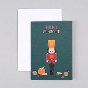 Weihnachtskarte, Frohe Weihnachten, Merry Christmas, Nussknacker, Grußkarte mit Umschlag // Klappkarte Walter