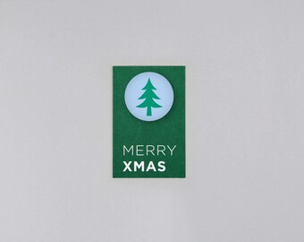 Postkarte, Holzschliffpappe, Magnet, Weihnachten, Baum // Mini Set Magnet mit Postkarte Peace XMas + Baum