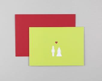 Wedding card, greeting card, husband and wife, pictogram, greeting card with envelope // Folding card Mary