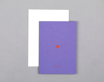 Thank you card, say thank you, heart, greeting card with envelope // Folding card Clara