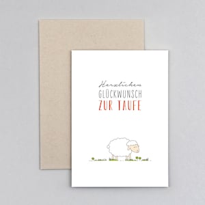 Taufkarte, Glückwunschkarte, Schaf, Grußkarte mit Umschlag // Klappkarte Mattes