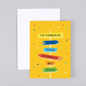 Kommunionskarte, Wegweiser, Grußkarte mit Umschlag // Klappkarte Joschua