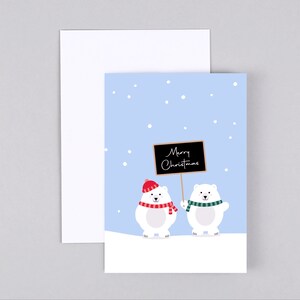 Weihnachtskarte, Frohe Weihnachten, Merry Christmas, Eisbär, Grußkarte mit Umschlag // Klappkarte Peter Eisbär