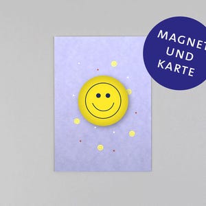 Postkarte, Holzschliffpappe, Magnet, Smiley // Set Magnet mit Postkarte - Gut gemacht