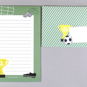 Briefpapier, Schulkind, erster Schultag, Fußball, soccer, Schreibblock mit Umschlag  // Briefpapier-Set Kylian