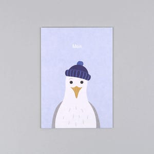 Postkarte, Holzschliffpappe, Tiere, Animal, Möve, Seagul, Moin, Maritim, Matrose // Postkarte Ole Möwe