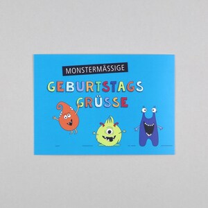 Postkarte zum Geburtstag, Happy Birthday, Monster, Party // Postkarte Hugo