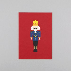 Postkarte, Holzschliffpappe, Weihnachten, Merry Christmas, Nussknacker // Postkarte Walter Rot