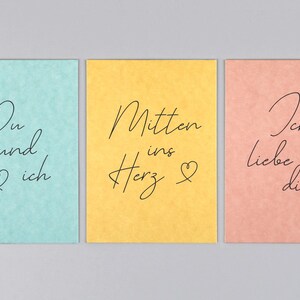3 x Postkarte, Holzschliffpappe, Set, Handschrift, Liebe, Geburt //  Paul Set