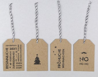 4 Gift Tags, Gift Tags, Christmas, Kraft Paper // Gift Tags - Steven