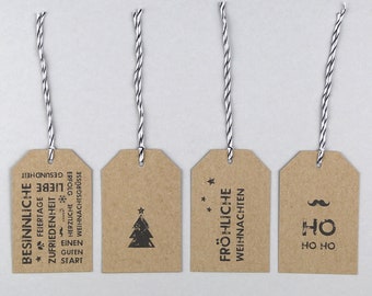 4 Gift Tags, Christmas, Kraft Paper // Gift Tags - Steven