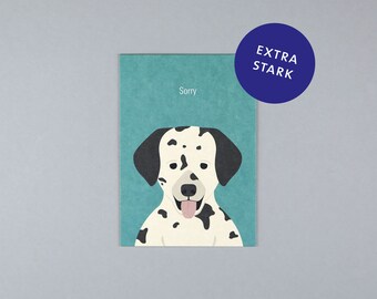 Postcard, wood pulp cardboard, birthday, birthday, animals, animal, dog, party // postcard Gitte Dalmatian