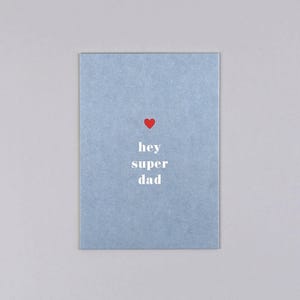 Postkarte, Grußkarte, Holzschliffpappe, Herz, hey super dad, Papa // Postkarte Tessa Dad