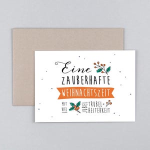 Weihnachtskarte, Frohe Weihnachten, Merry Christmas, Zweige, Grußkarte mit Umschlag // Klappkarte Tilda