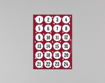 24 Aufkleber für Adventskalender, DIY, Adventszahlen, Sticker // Adventsaufkleber - Balthasar