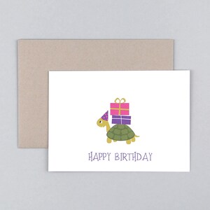 Glückwunschkarte, Geburtstag, Happy Birthday, Schildkröte, bunt, Grußkarte mit Umschlag // Klappkarte Max Schildkröte