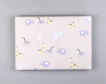 Gift wrap, sheet, 50 x 70 cm, animals, balloon, baby, child, cute animals // Gift wrap sheet Ben