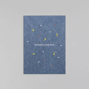 Postkarte, Holzschliffpappe, Wunsch // Postkarte Leni Wunsch