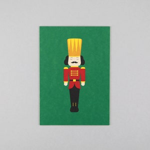 Postkarte, Holzschliffpappe, Weihnachten, Merry Christmas, Nussknacker // Postkarte Walter Grün