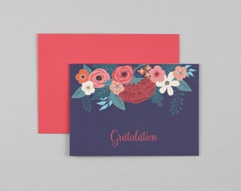 Glückwunschkarte, Geburtstag, Hochzeit, Gratulation, Blumen, Flower, Grußkarte mit Umschlag // Klappkarte Romy