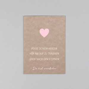 Postkarte, Holzschliffpappe, Komplimente, Affirmation, Wunderbar // Postkarte Tim Herz