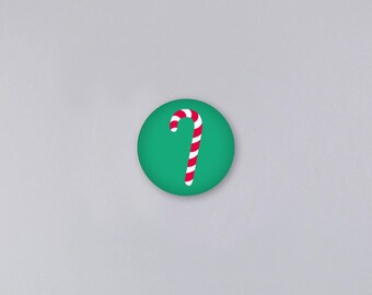 Magnet, Weihnachten, XMas, Zuckerstange, Candy cane, rund, Button // Magnet Mini Zuckerstange
