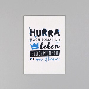 Postkarte, Holzschliffpappe, Glückwunsch, Geburtstag, Krone // Postkarte Bruno Hurra