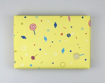 Wrapping paper, sheet, 50 x 70 cm, sweets, confetti, lollipop // Wrapping paper sheet - Amelie