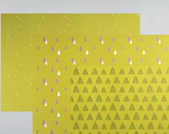 Geschenkpapier, Bogen, A3, Schneeflocken, Weihnachtsbaum // Geschenkpapierbogen Alma Kiwi