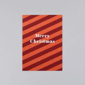Postkarte, Holzschliffpappe, Weihnachtskarte, Merry Christmas, Streifen // Postkarte Holzschliff Cloe Rot