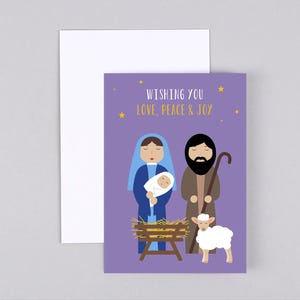 Weihnachtskarte, Frohe Weihnachten, Merry Christmas, Weihnachtsgeschichte, Grußkarte mit Umschlag // Klappkarte Josef