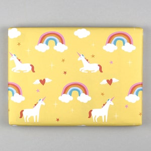 Gift wrapping paper, sheet, 50 x 70 cm, unicorn, rainbow // Gift wrapping paper sheet - Paula