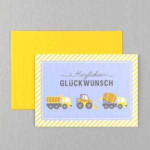 Glückwunschkarte, Geburtstag, Bob der Baumeister, Fahrzeuge, Baustelle, Bagger, Grußkarte mit Umschlag // Klappkarte Bob