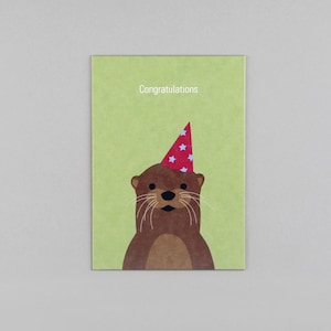 Postkarte, Holzschliffpappe, Geburtstag, Birthday, Tiere, Animal, Otter, Party // Postkarte Gitte Otter