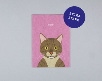 Postcard, wood pulp cardboard, birthday, birthday, animals, animal, cat, cat, party // postcard Gitte Merci