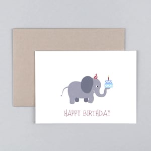 Glückwunschkarte, Geburtstag, Happy Birthday, Elefant, bunt, Grußkarte mit Umschlag // Klappkarte Max Elefant