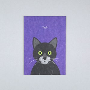 Postkarte, Holzschliffpappe, Geburtstag, Birthday, Tiere, Animal, Katze, Cat, Party // Postkarte Katze Yeah