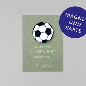 Postkarte, Holzschliffpappe, Magnet, Komplimente, Affirmation, Fußball // Set Magnet mit Postkarte Du bist toll