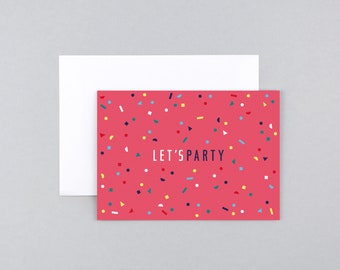 Glückwunschkarte, Geburtstag, Happy Birthday, Konfetti, Party, Grußkarte mit Umschlag // Klappkarte Milo Party