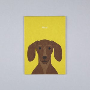 Postkarte, Holzschliffpappe, Geburtstag, Birthday, Tiere, Animal, Hund, Dog, Party // Postkarte Gitte Dackel