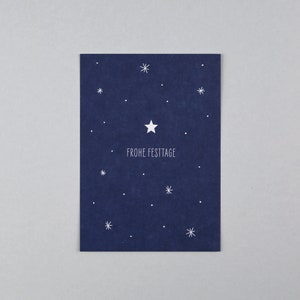 Postkarte zu Weihnachten, Holzschliffpappe, Merry Christmas, Flocken, Stern // Postkarte Mirjam Stern