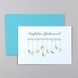 Einschulungskarte, Schulanfang, Buchstaben, Grußkarte mit Umschlag // Klappkarte Finn