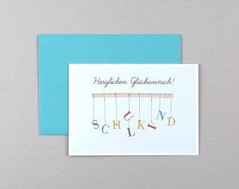 School enrollment card, back to school, letters, greeting card with envelope // Folding card Finn