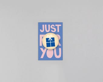 Postkarte, Holzschliffpappe, Magnet, Gift, For you // Mini Set Magnet mit Postkarte Fred + Geschenk